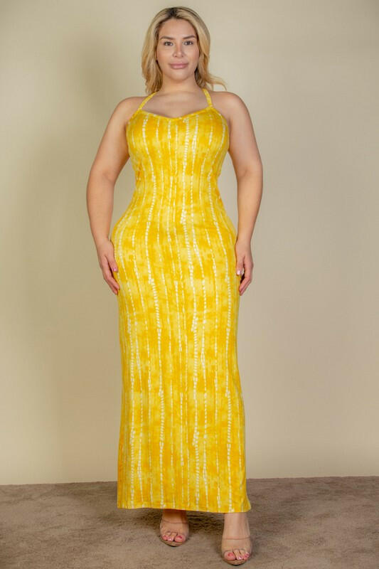 Tie Dye Printed Cami Bodycon Maxi Dress.