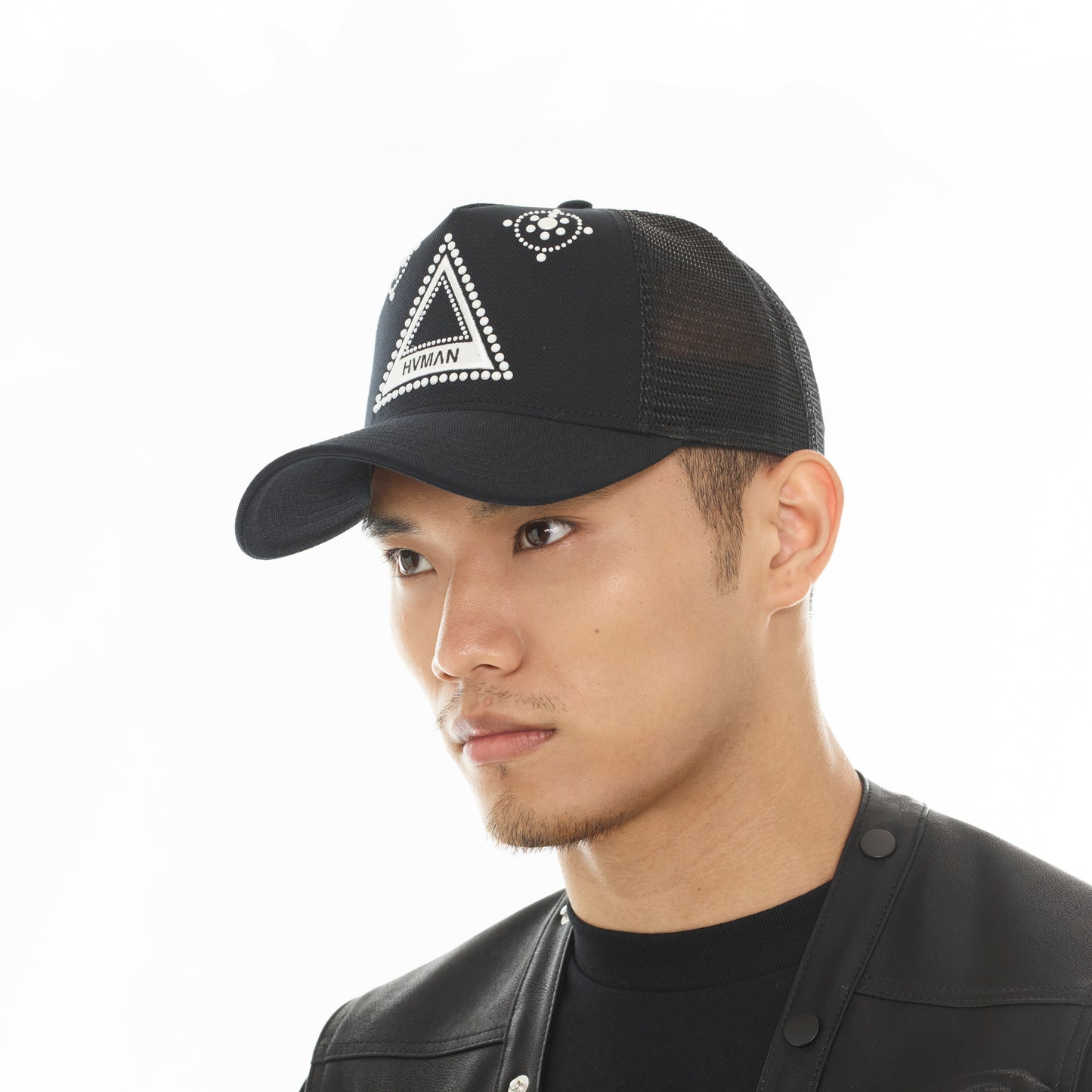 Hvman's Triangle Logo Mesh Trucker Hat | Black