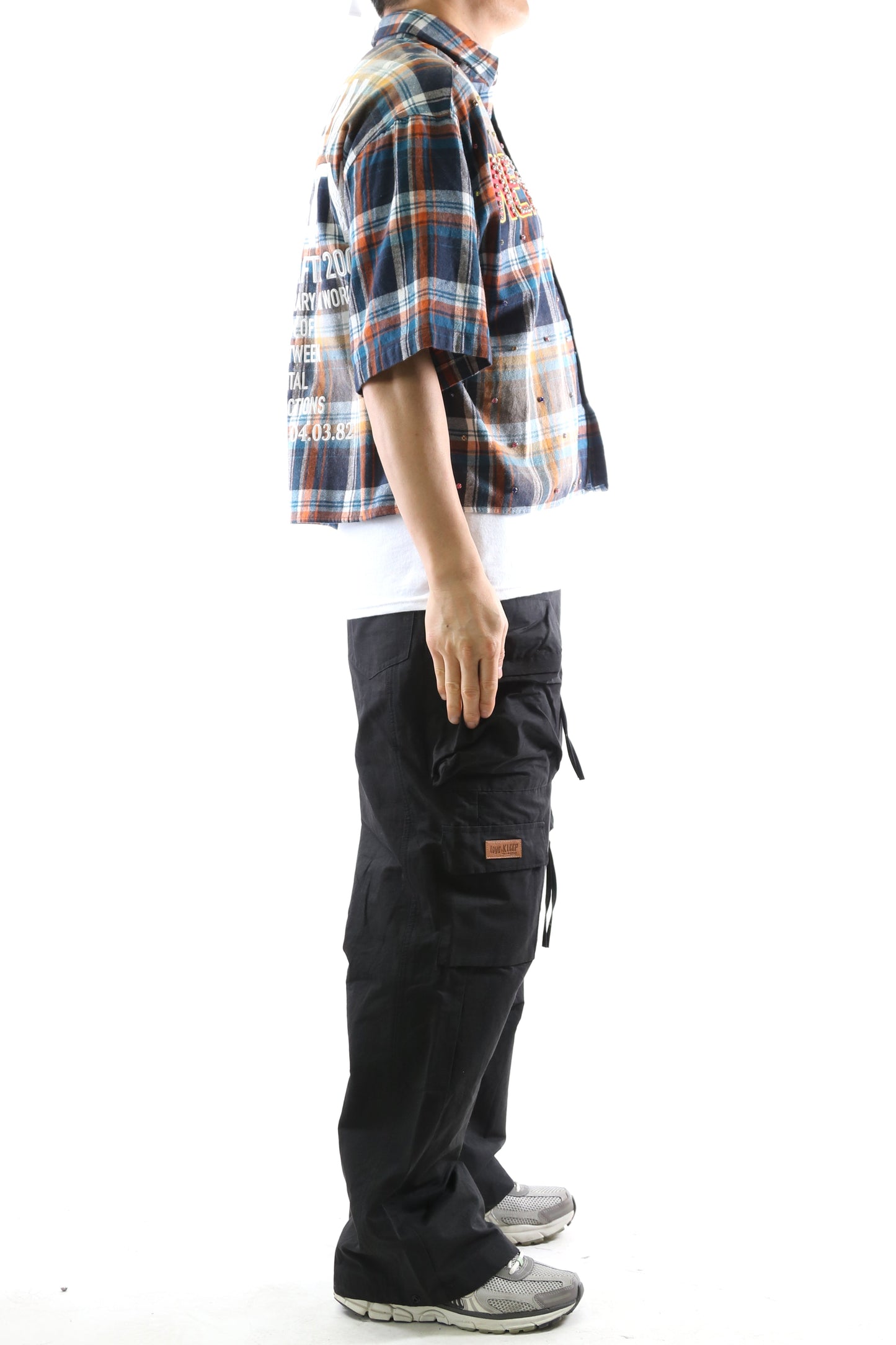Washed Flannel Crop Top Button Down Shirt
