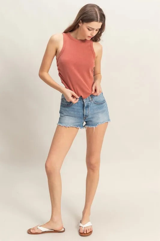 Mineral Wash Rib Knit Tank.