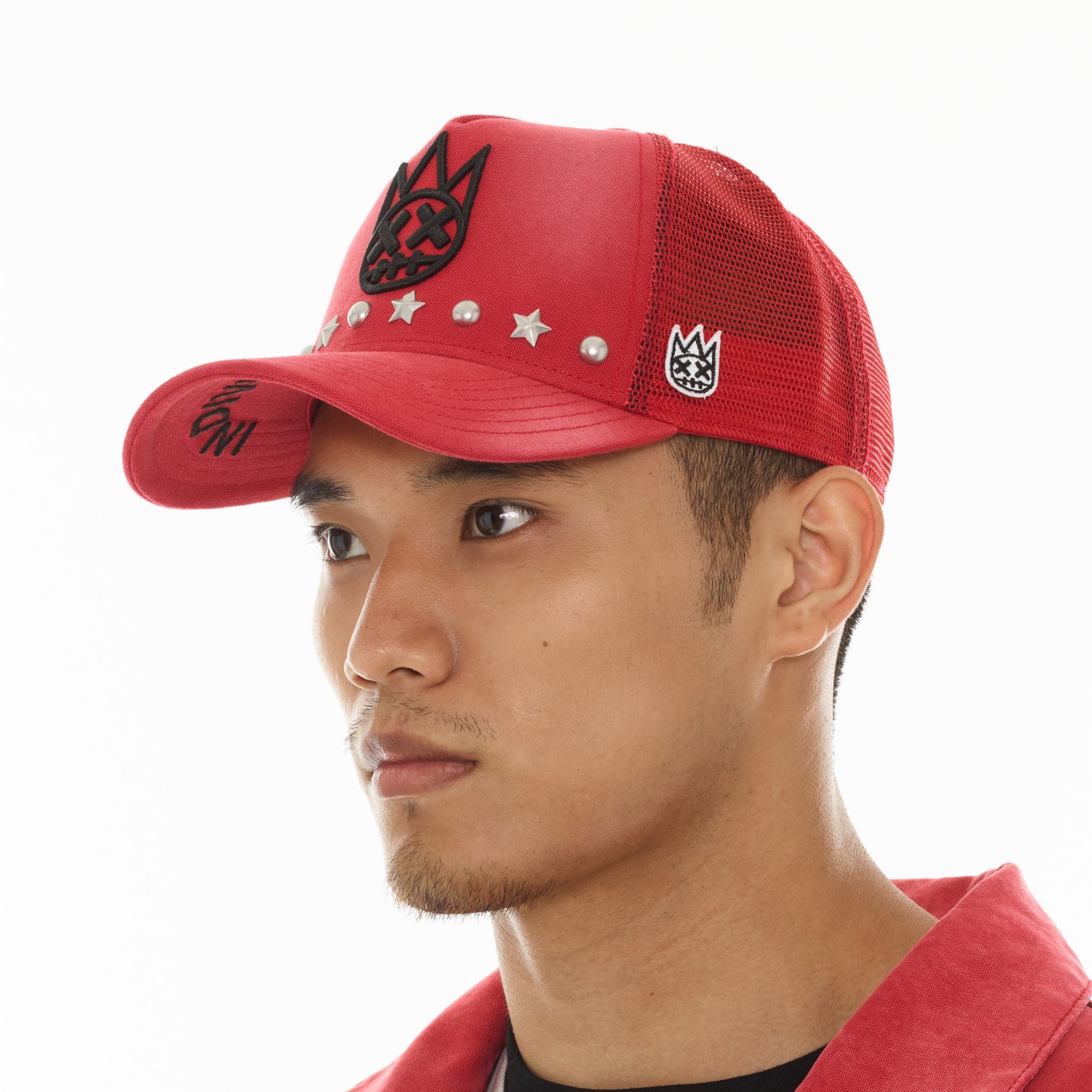 Mesh Back Trucker Hat "Horseman" In Rococco Red