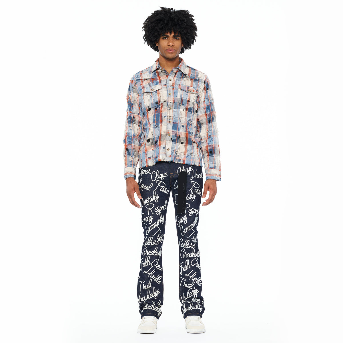 L/S Vintage Embroidered Plaid Woven Shirt | Harvest Plaid