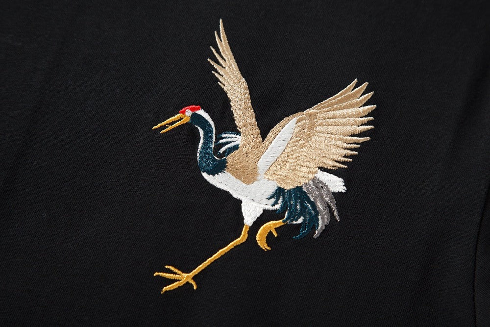 Flying Crane Embroidery Tee
