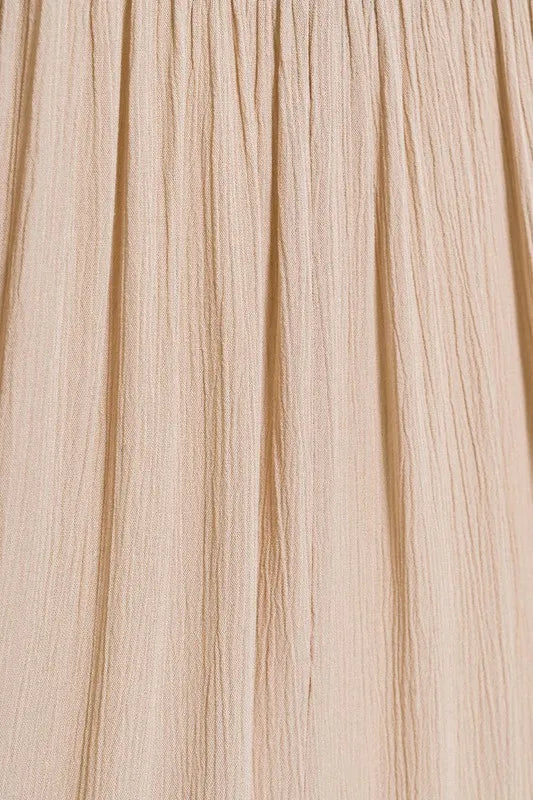 Woven Crinkle Gauze Crop Tee and Skirt Set.