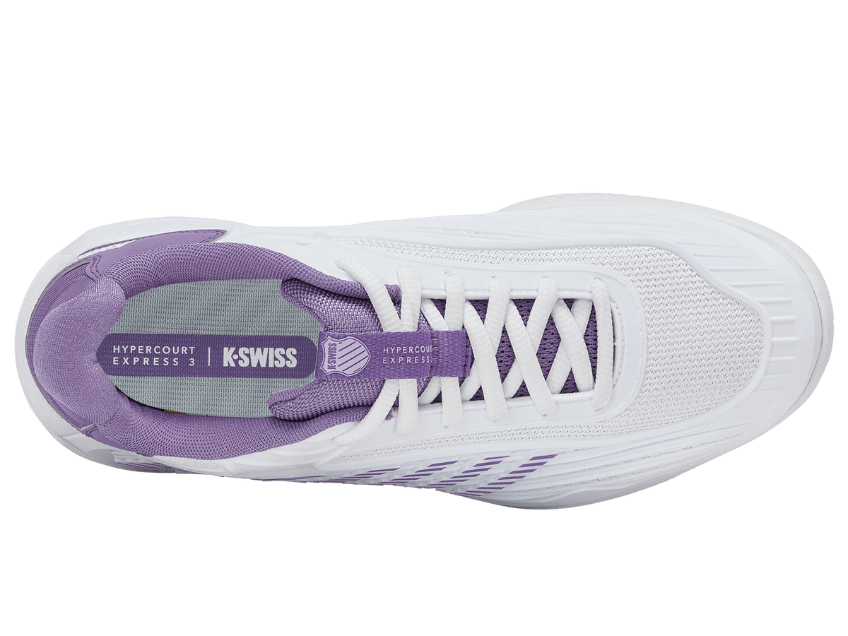 K-Swiss Women's Hypercourt Express 3 Tennis Shoes – White/Purple Haze/Lunar Rock