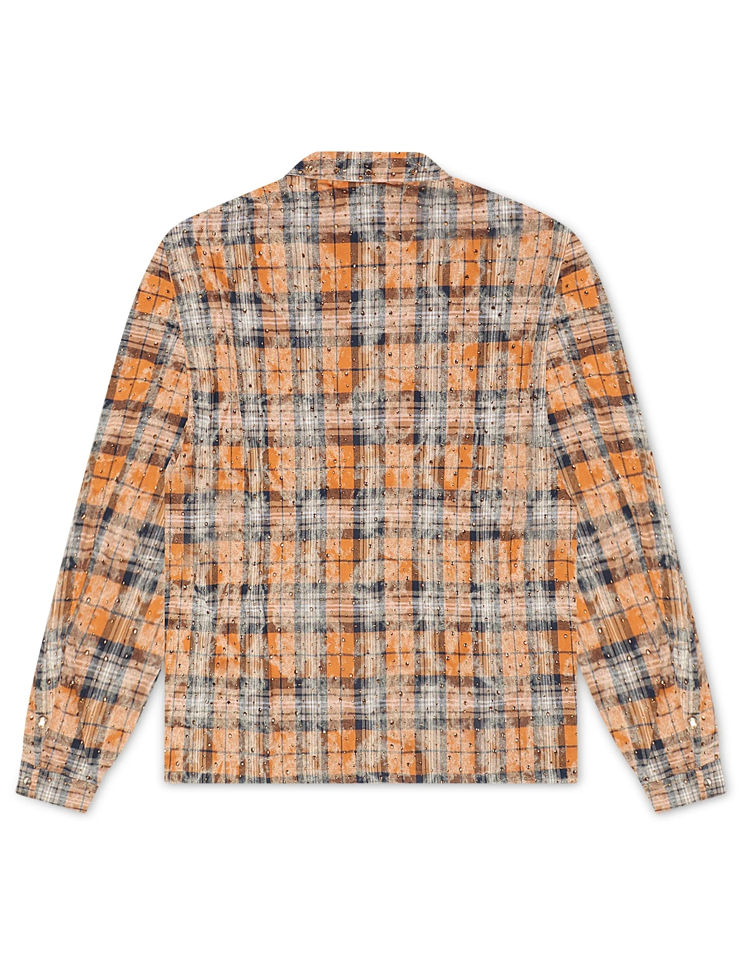 Rebel Denim Rhinestone Flannel | Orange