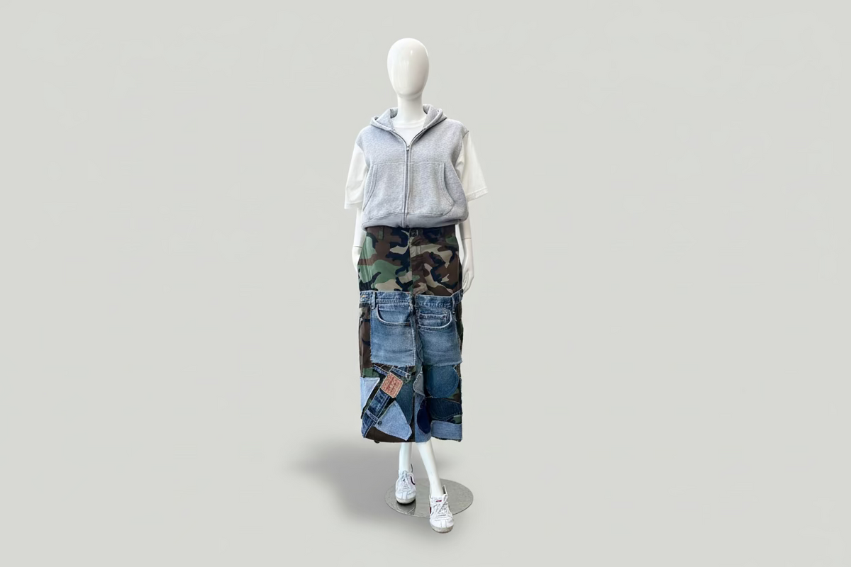 3/4s Camo Denim Detail Short