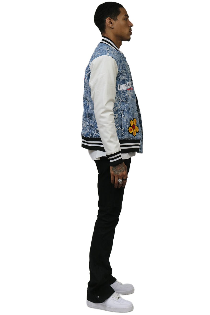 Flex Jacquard & Leather Varsity Jacket