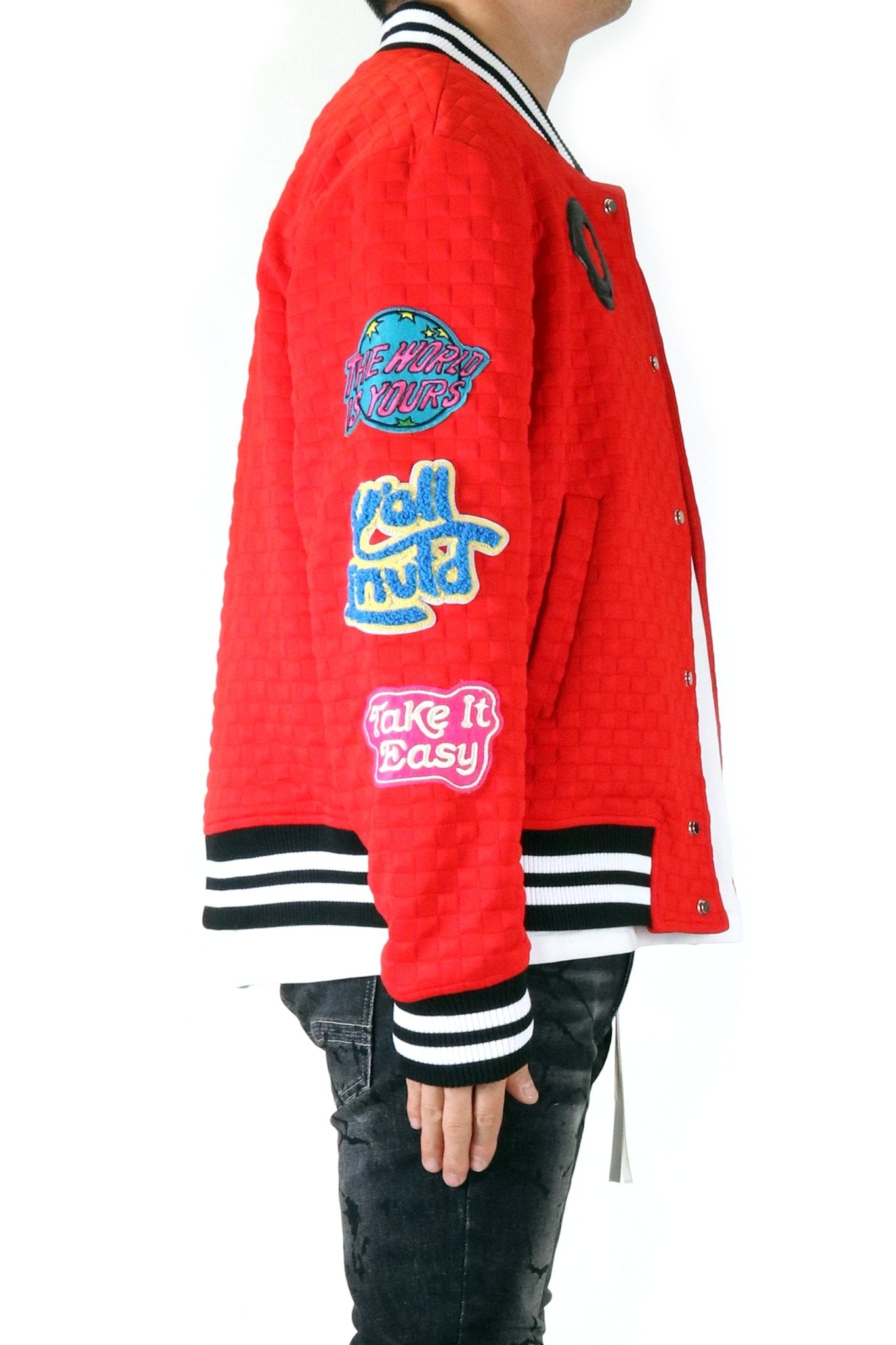 Rojo Waffle Square Pattern Jacket
