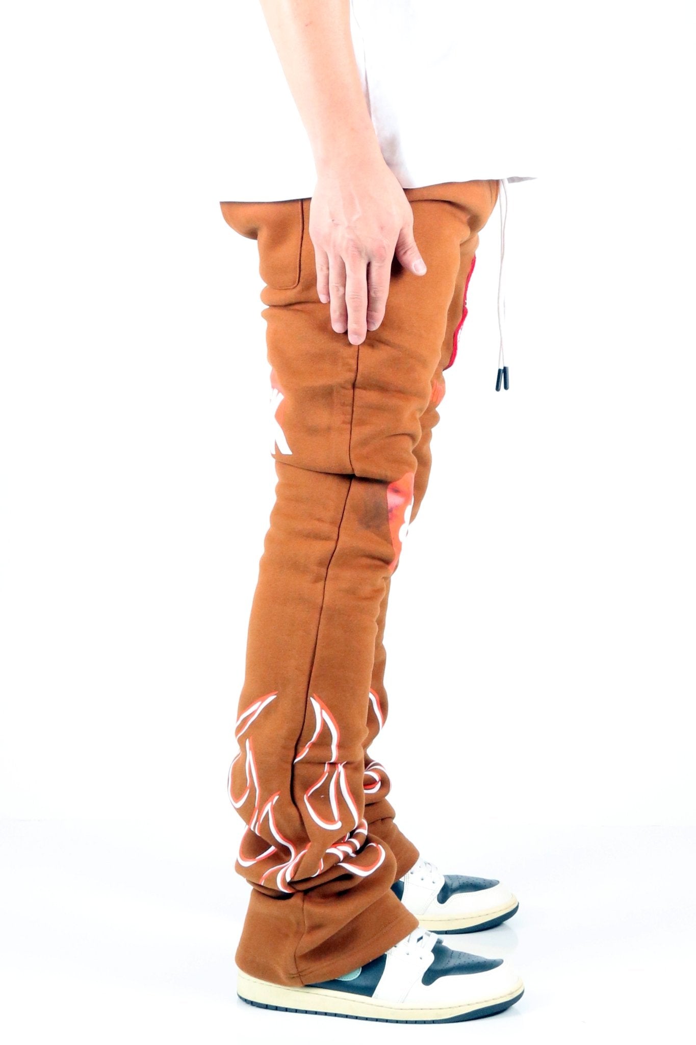 Brunette Brushed Graphic Skinny Flare Stacked Pants