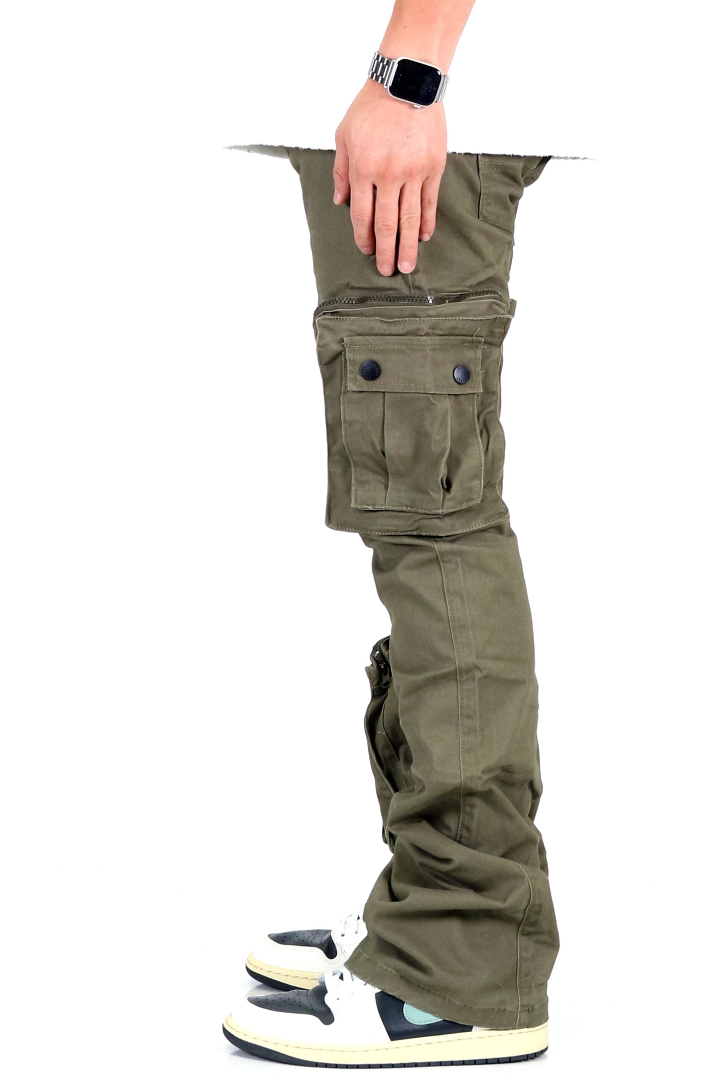 Rapto Twill Cargo Stacked Pants | Olive
