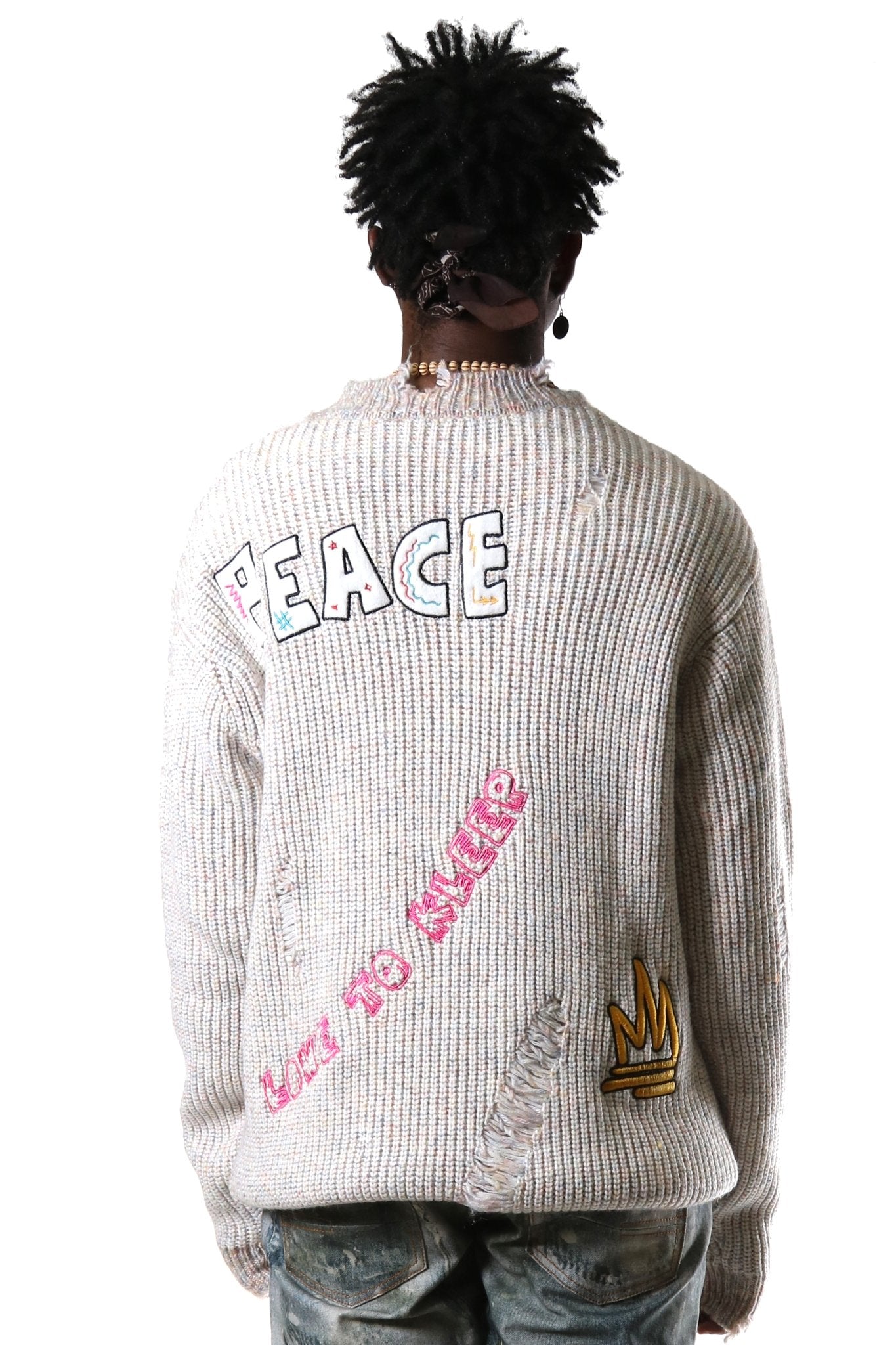 Kelve Heavy Gauge Ripped Knit Sweater