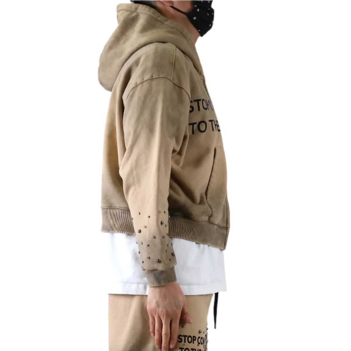French Terry Long Sleeve Crop Top Full Zip Hoodie