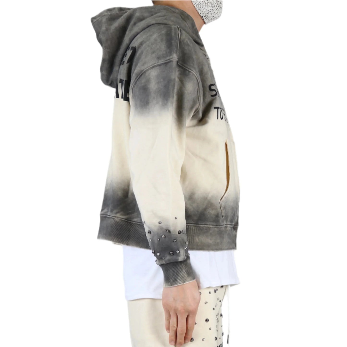 Noel French Terry Long Sleeve Crop Top Full Zip Hoodie