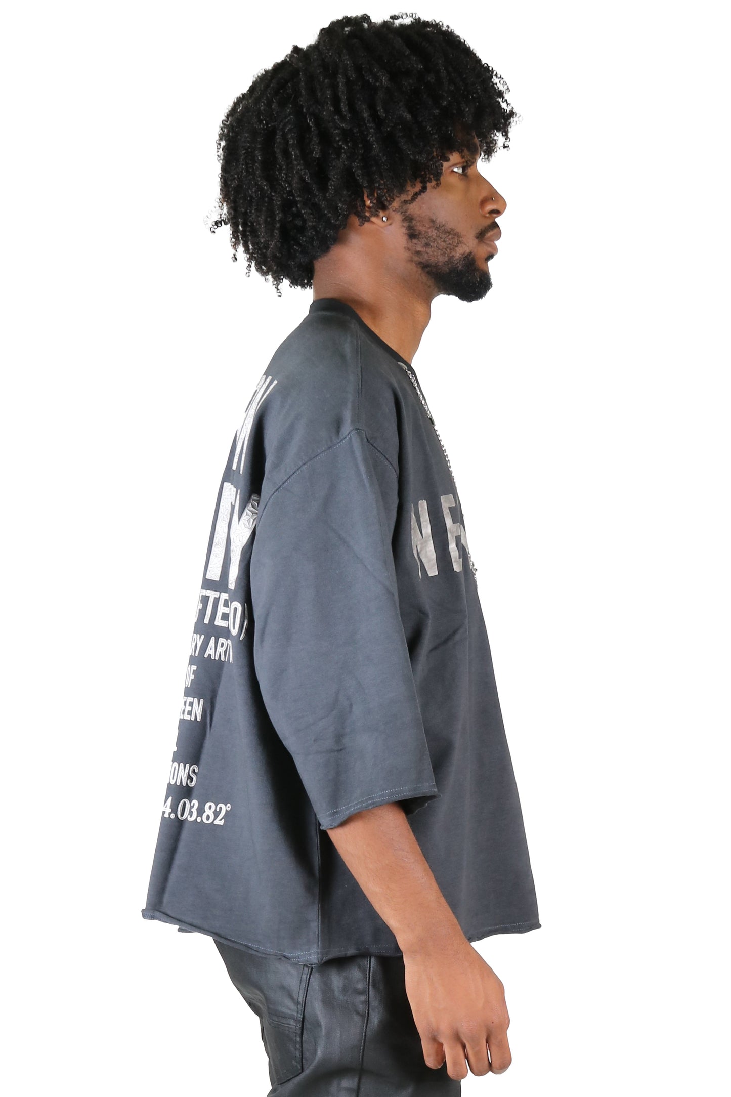 S/N Jersey 3/4 Sleeve Crop Top Tee with Detachable Necklace