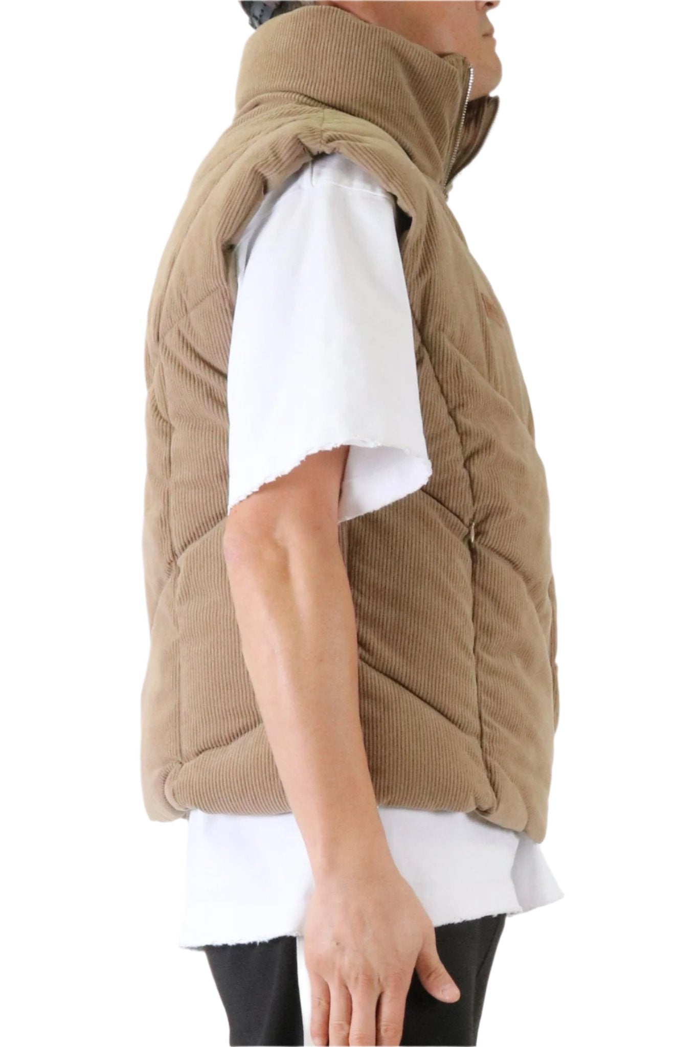 Ecru Corduroy Puff Vest