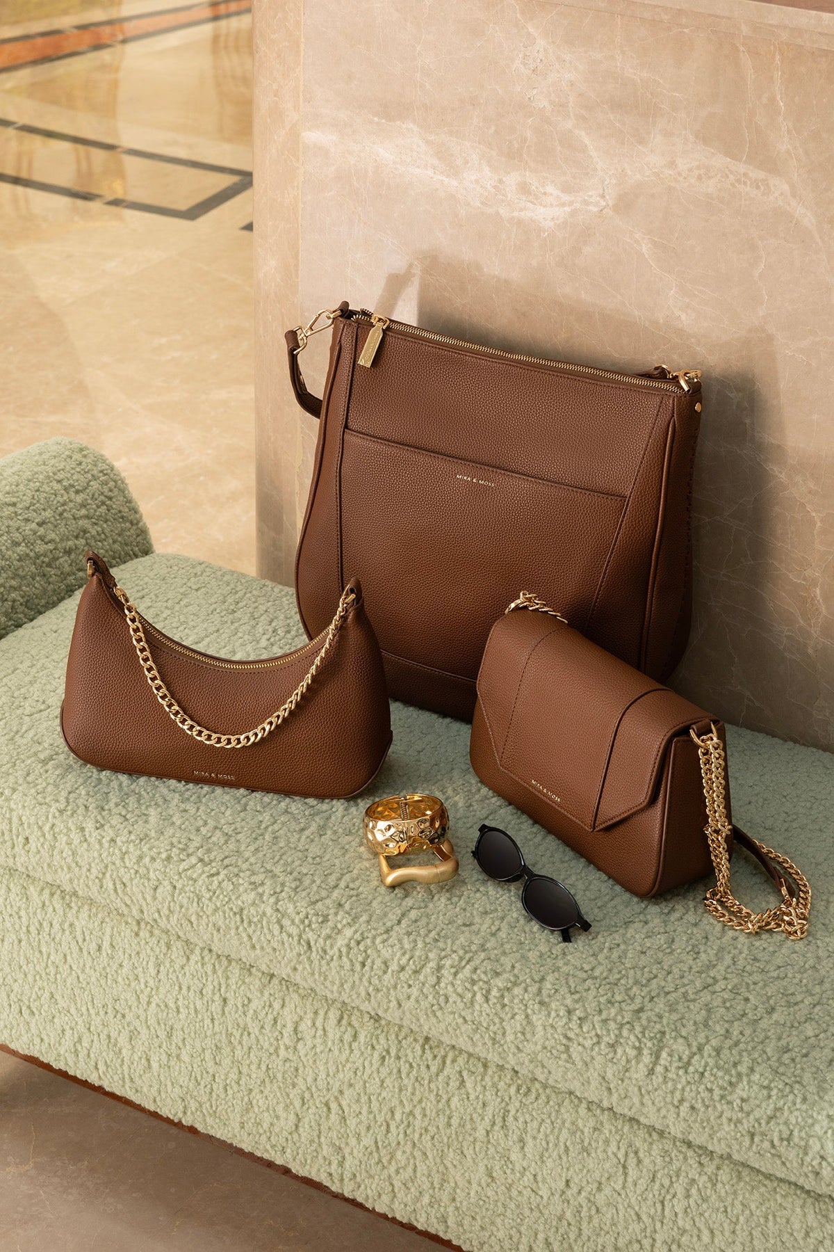 Mira & Moss Elowen Chain Shoulder Bag - Tan