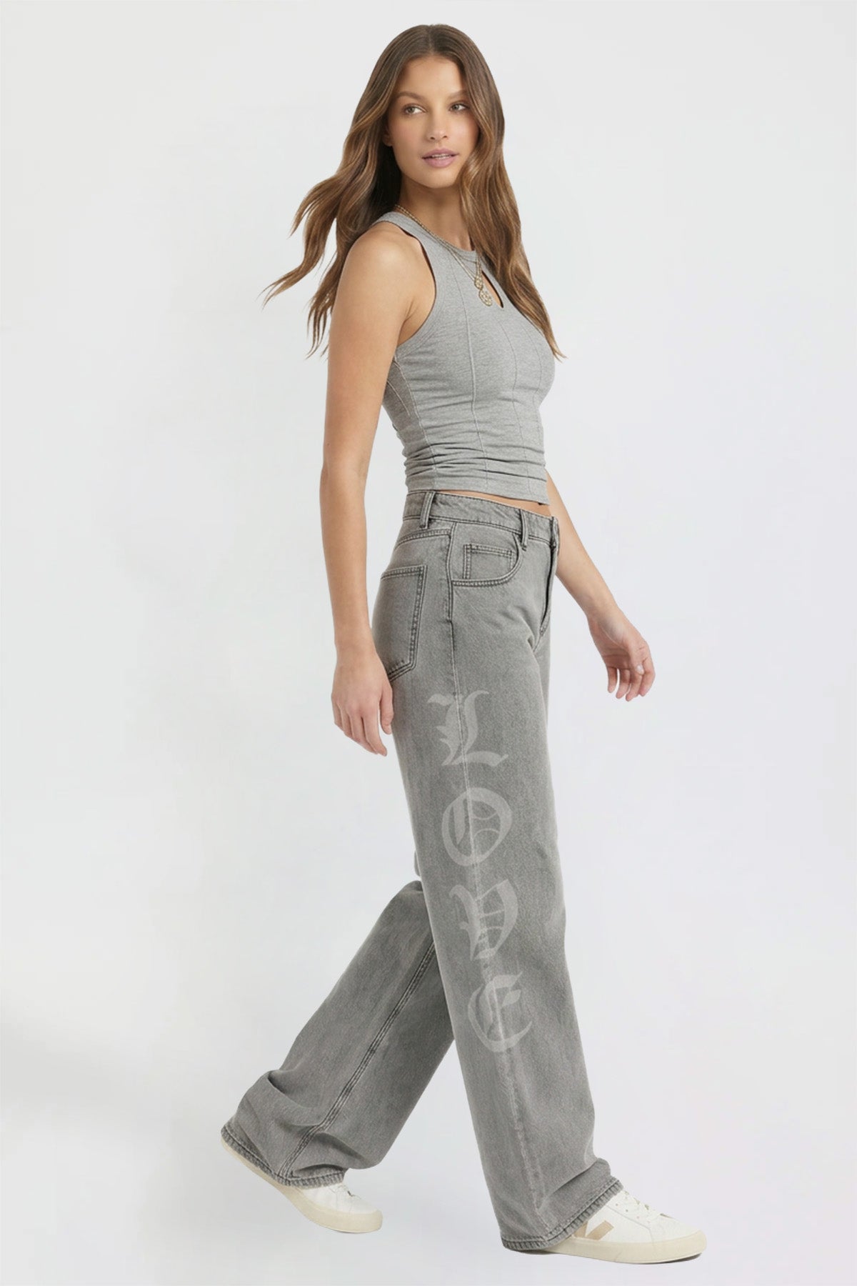 Relaxed Super Wide Love Print Jeans
