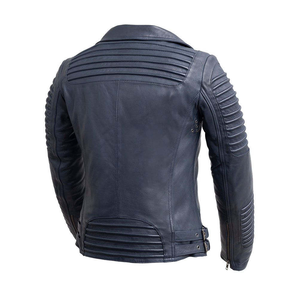 Queens Leather Jacket | Navy Blue