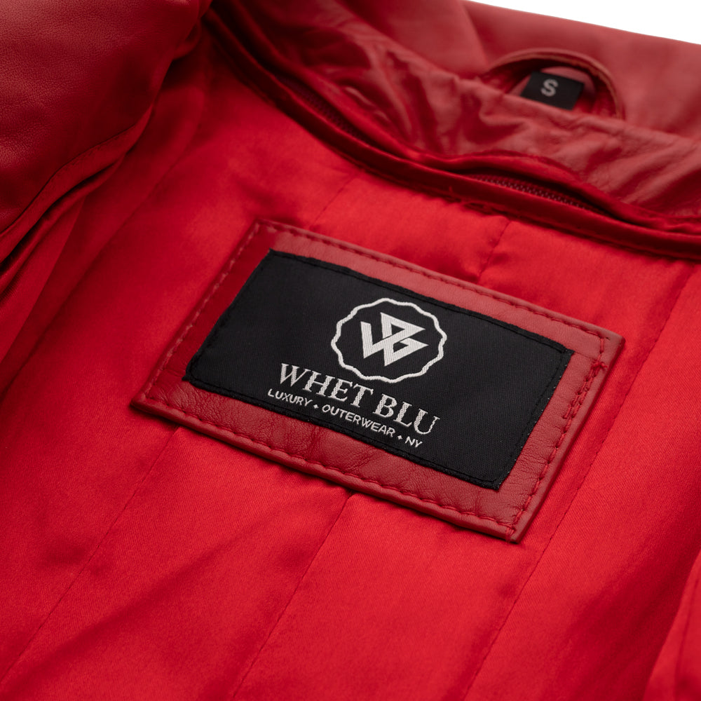 Queens Women's Fashion Leather Jacket, Fire Red