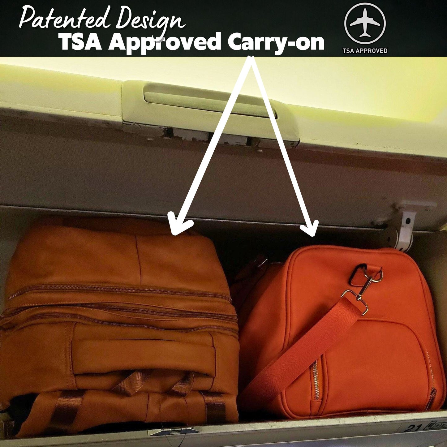 Brown Leather Patented Carry-on Bag | XL