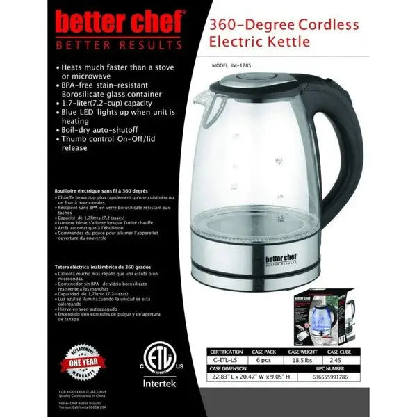 Better Chef 1500W 7-Cup Glass Kettle.