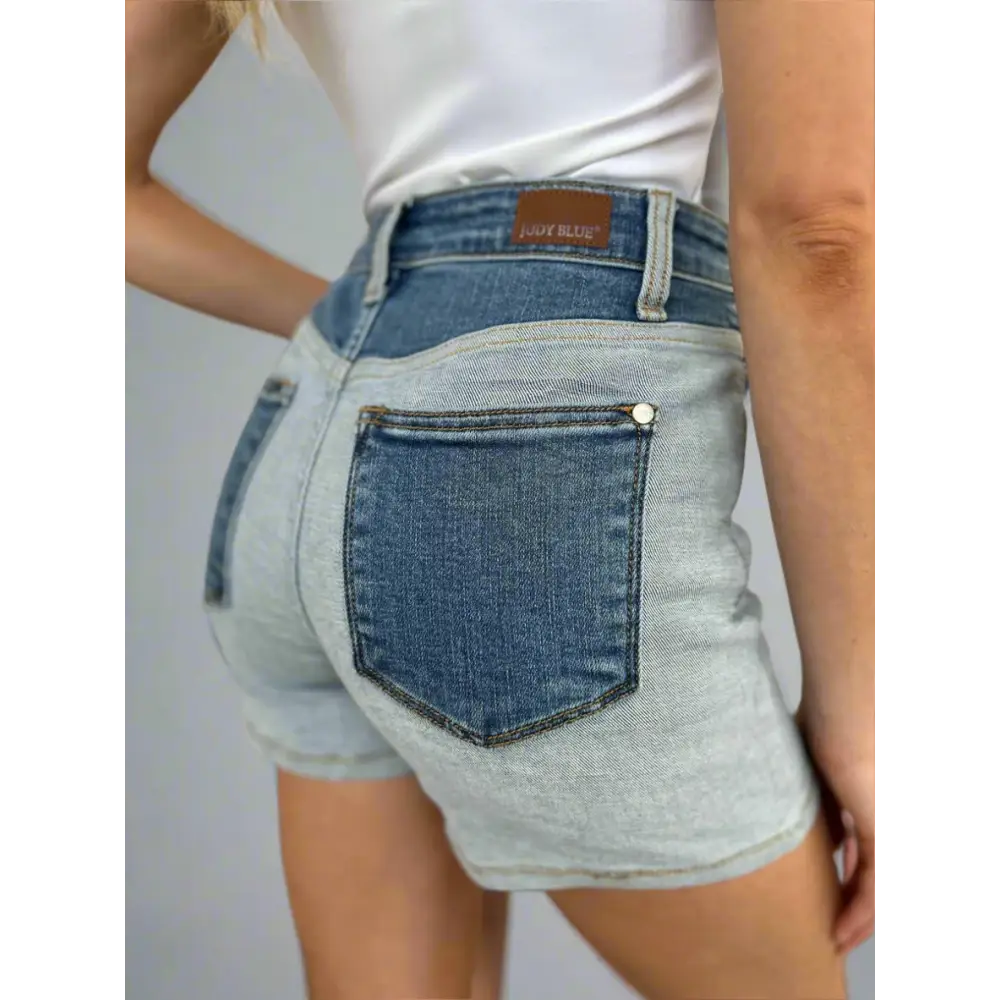 Color Block Denim Shorts.