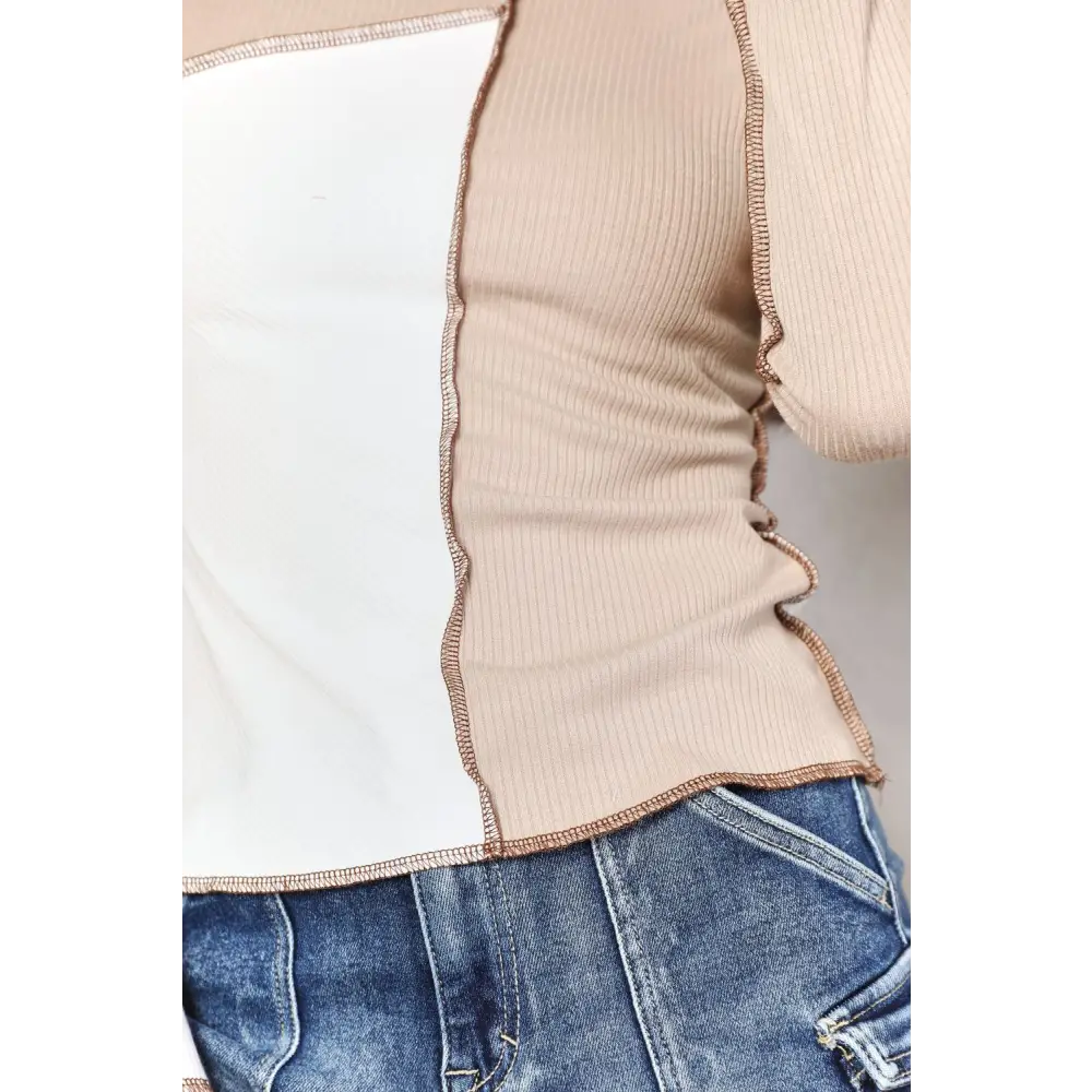 Color Block Exposed Seam Top.