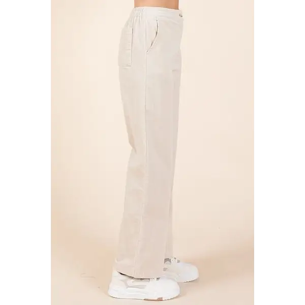 Corduroy Back Elastic Waist Pants.
