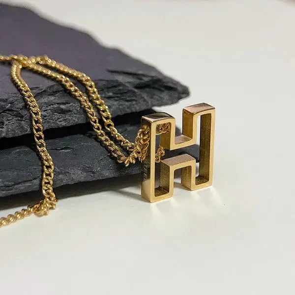 Cutout Initial Letter Personalized Necklace.