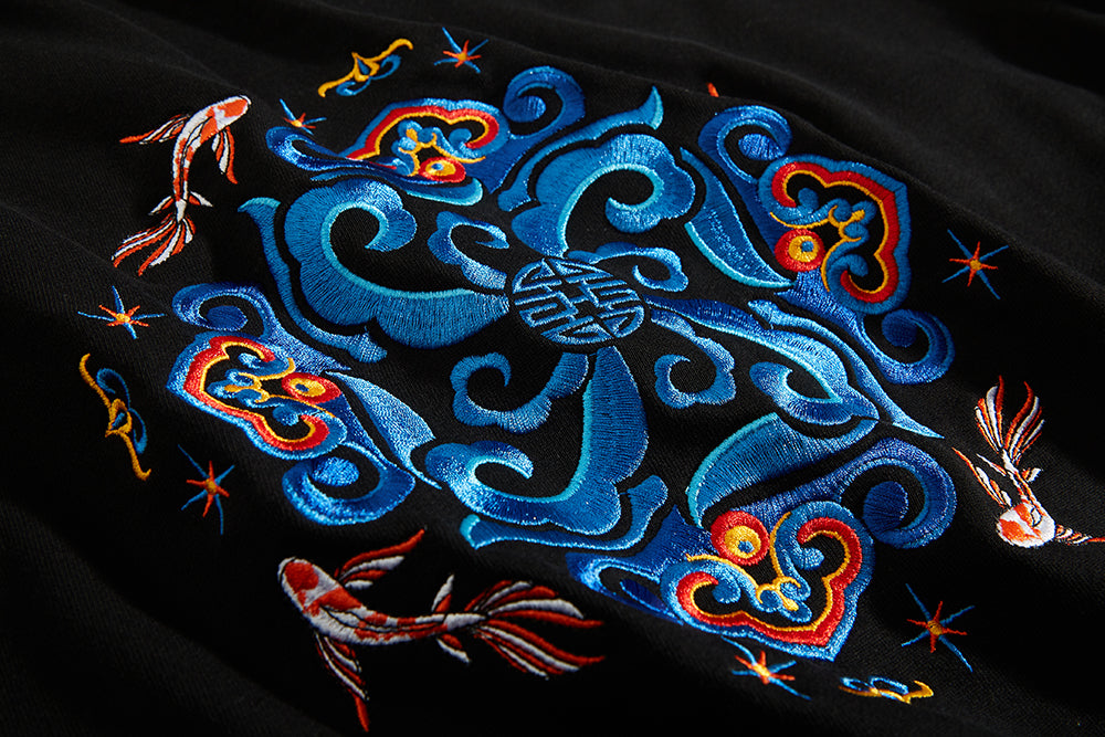 Fish Art Embroidery Hoodie