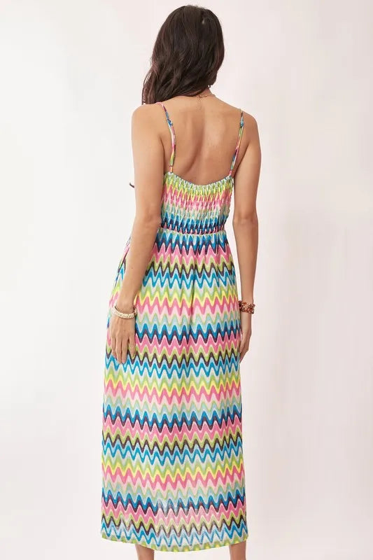 Multi Color Crochet Lace Midi Dress.