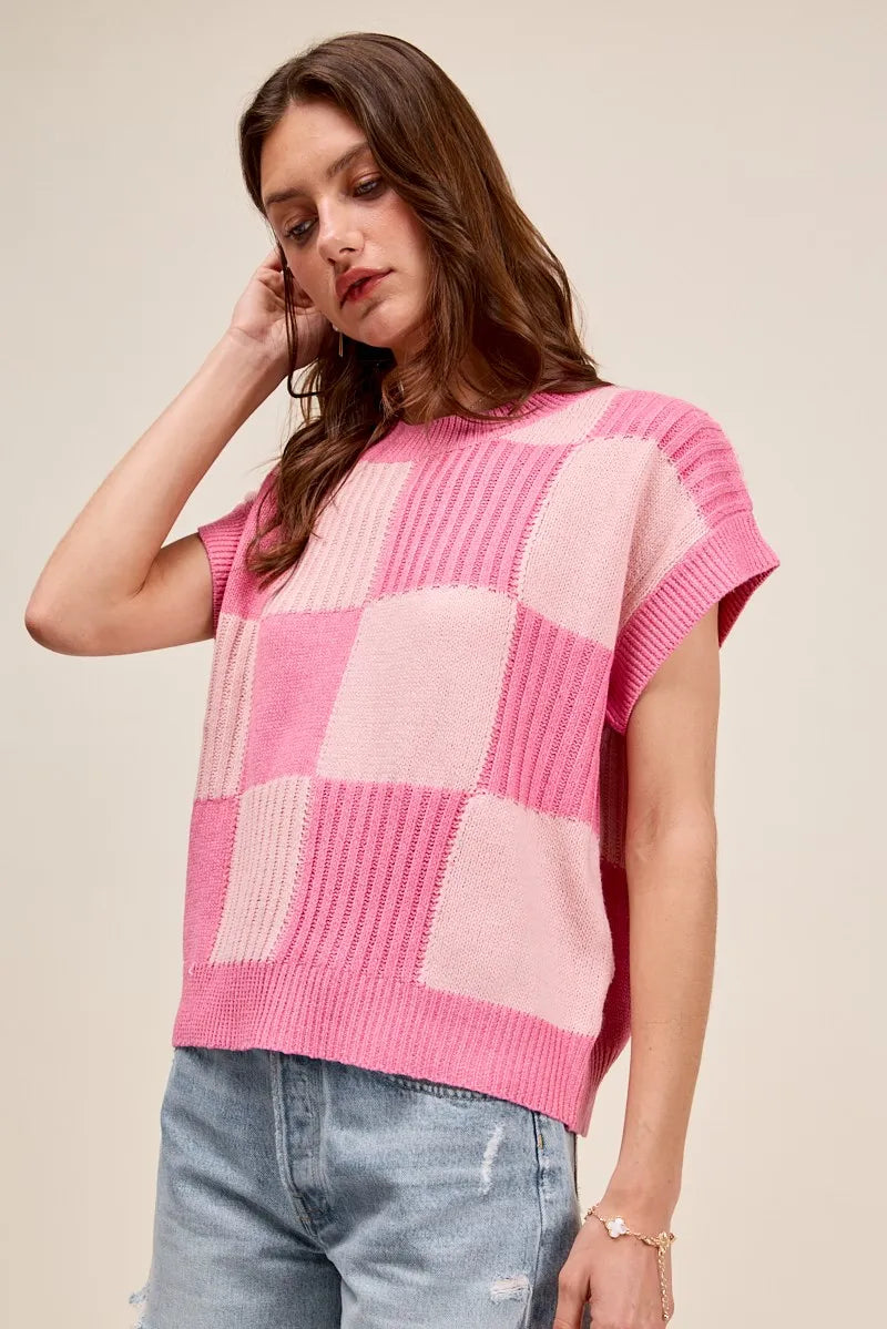 Check Plaid Casual Sweater Top.