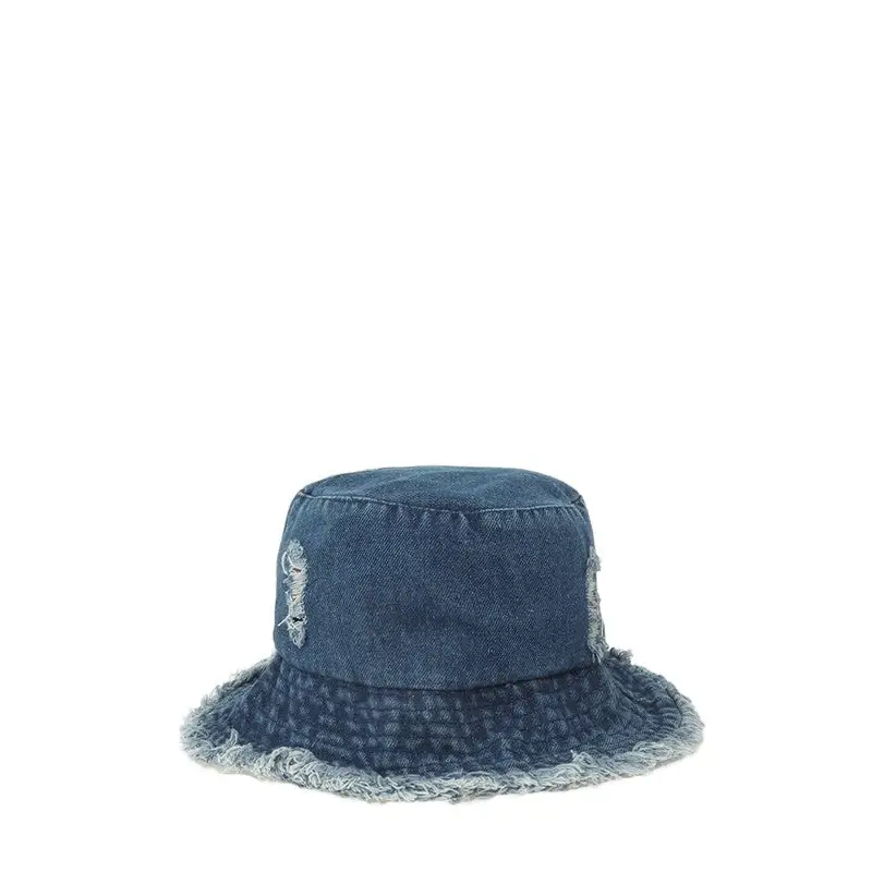Distressed Denim Bucket Hat.