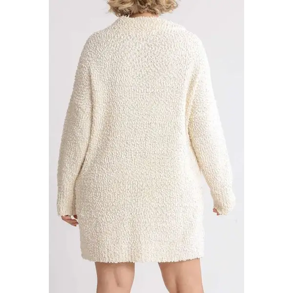 High Low Long Sleeve Boucle Sweater Dress.