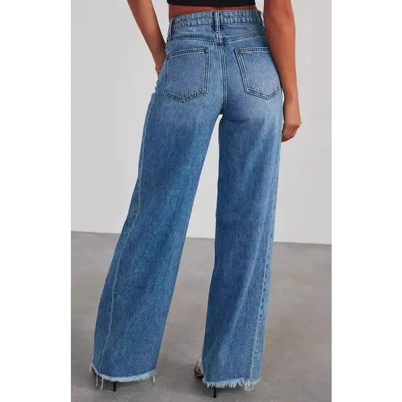 High Waisted Denim Wide Leg Jeans.