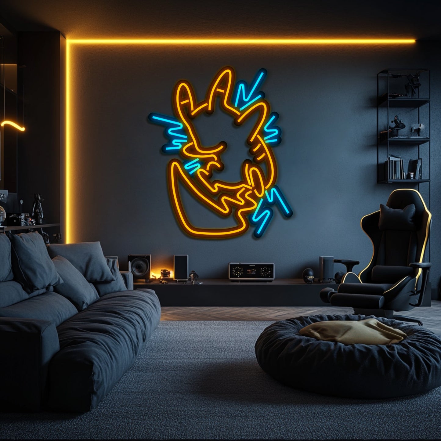 Pikachu Metal Neon Wall Art
