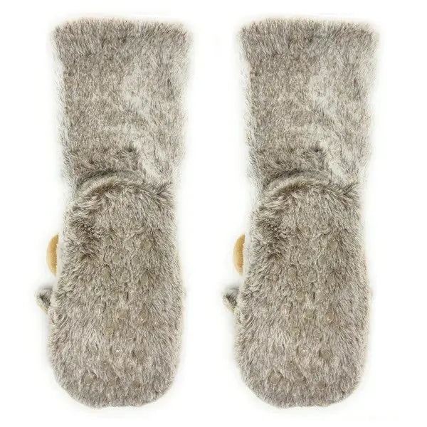 Moose Up - Women's Plush Animal Slipper Socks.