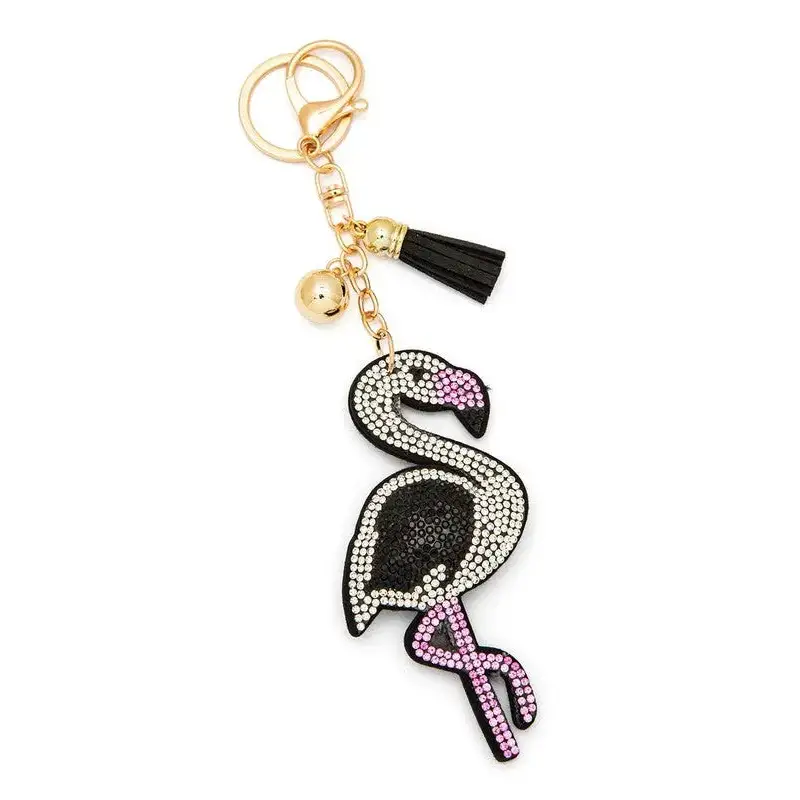 Rhinestone Flamingo Pillow Key Chain.