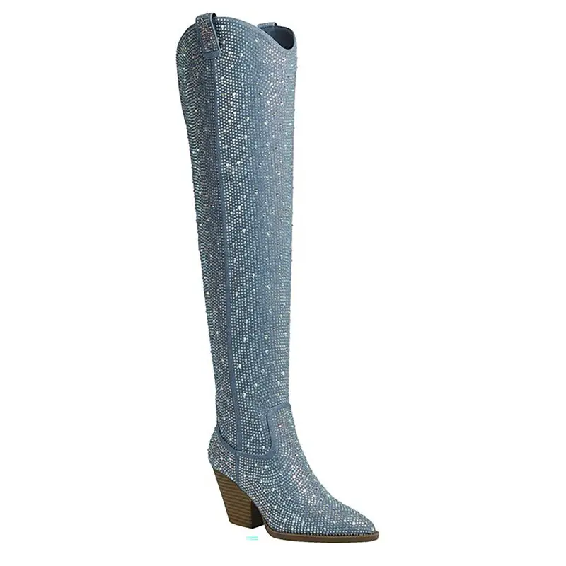 RIVER-21-OVER KNEE,RHINESTONE,WESTERN BOOTS.