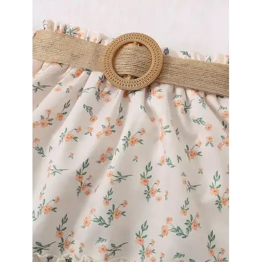 Single Shoulder Top and Printed Skirt Set.