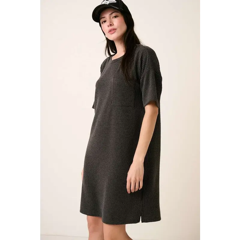 Urban Rib Knit Short Sleeve Tee Dress.
