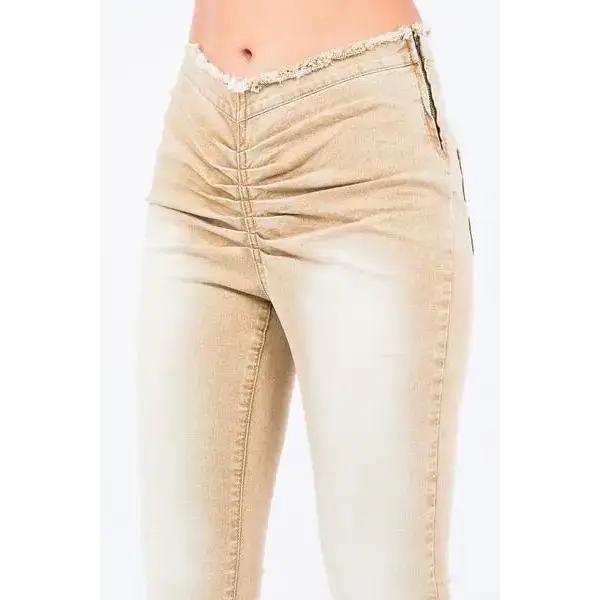 V-Cut Ruched Flare Pants.