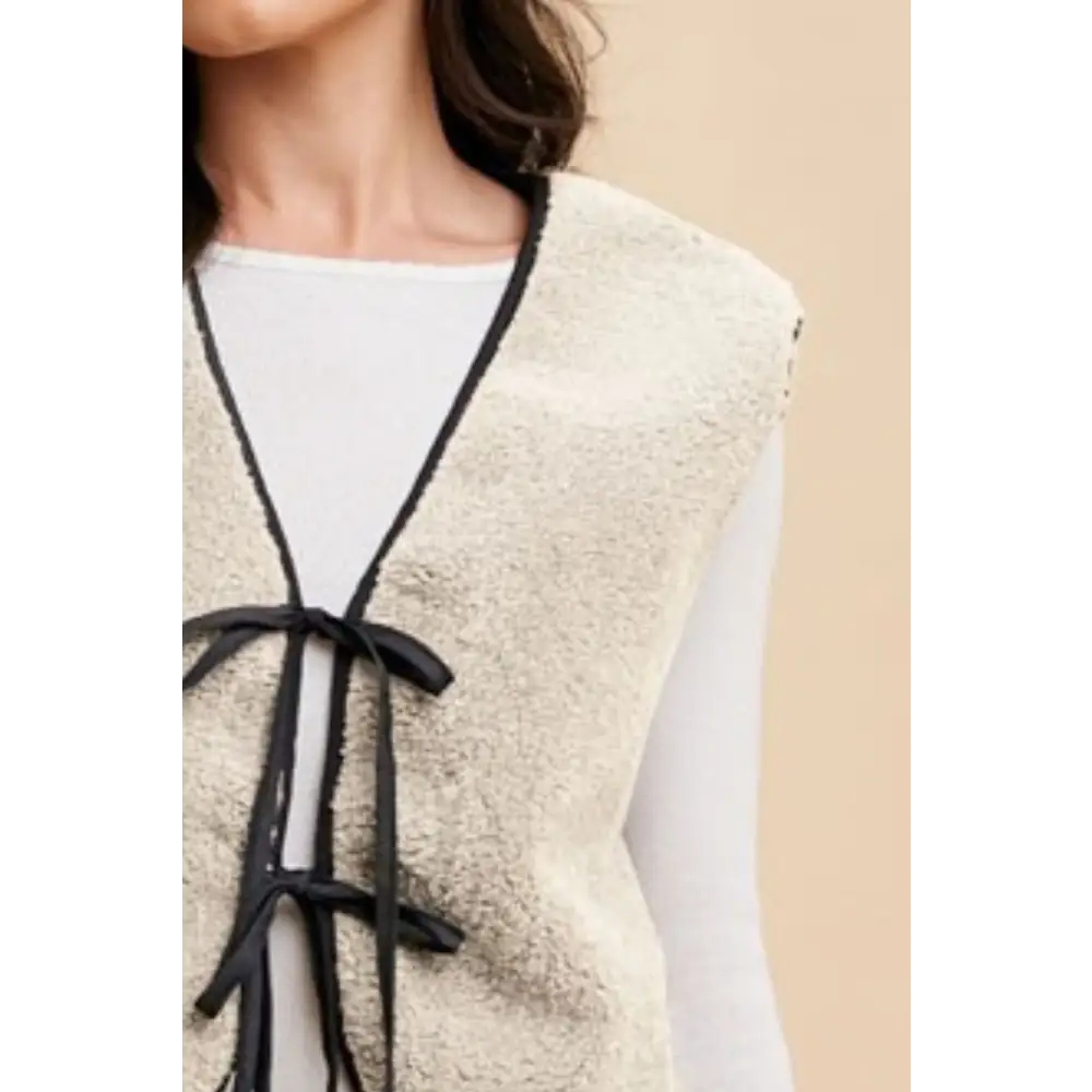 V-Neck Tie Detail Vest Coat.