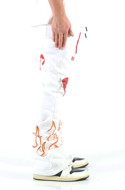 Heavy Weight Brushed Graphic Skinny Flare Stacked Pants