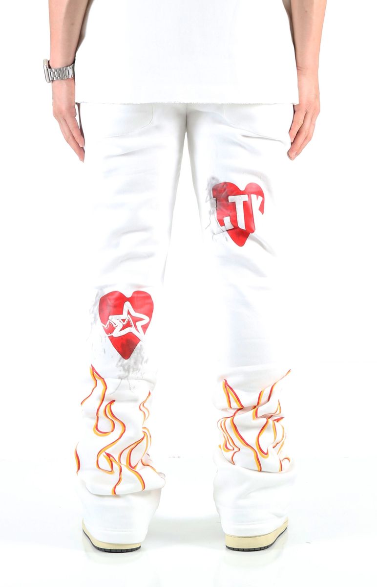 Heavy Weight Brushed Graphic Skinny Flare Stacked Pants