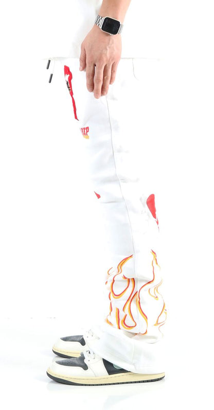 Heavy Weight Brushed Graphic Skinny Flare Stacked Pants