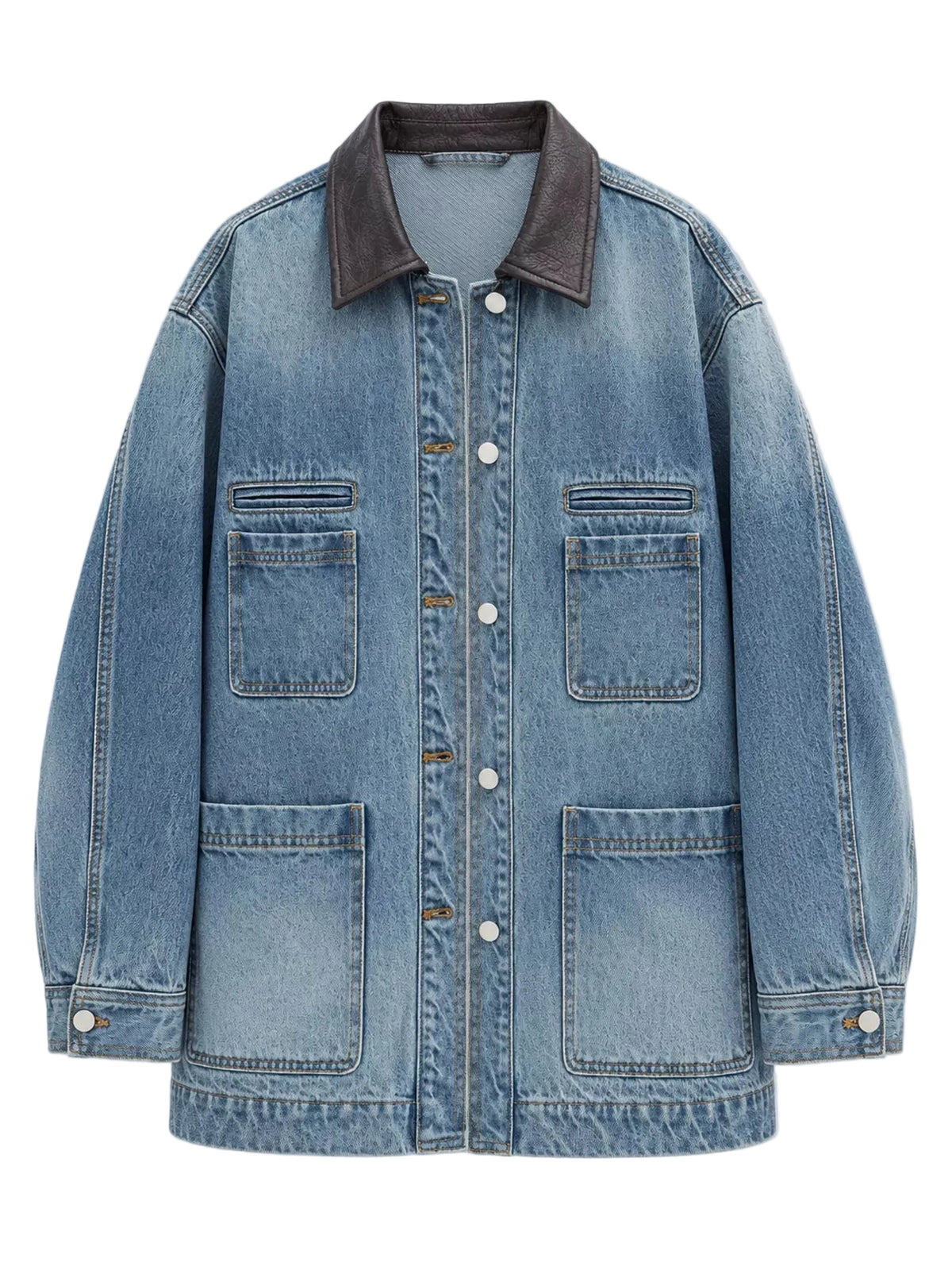 Button Up Dropped Shoulder Denim Jacket