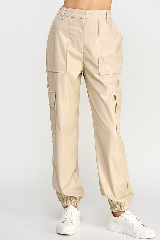 Relaxed Leather Cargo Pants