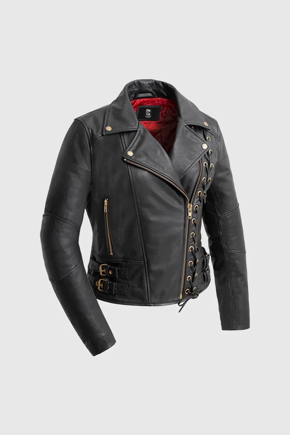 Gisele Women's Lace-Accent Leather Moto Jacket